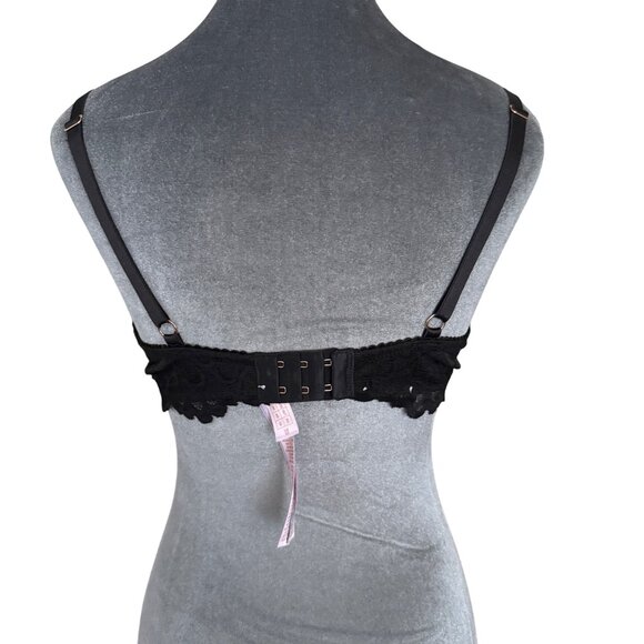 Savage X Fenty Black Lace Push-Up Bra With Underwire & Adjustable Straps Size 36 - Picture 5 of 7